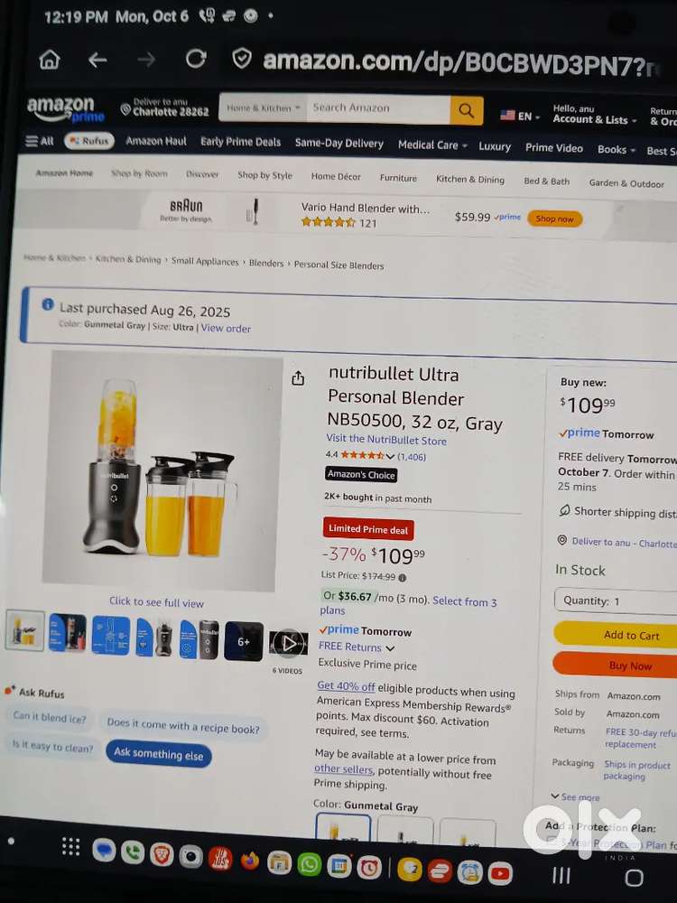 LOW PRICE Nutribullet Ultra Personal Blender NB50500, 32 oz, Gray