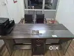 Wood table and 6 chair 4 small and w bigg chair