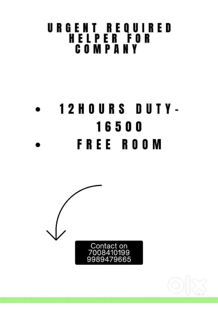 Helpers required for tyre company