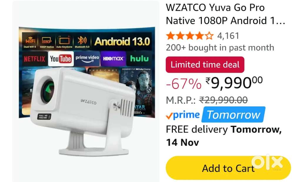 Wzatco Android cinema yuva go pro Projector
