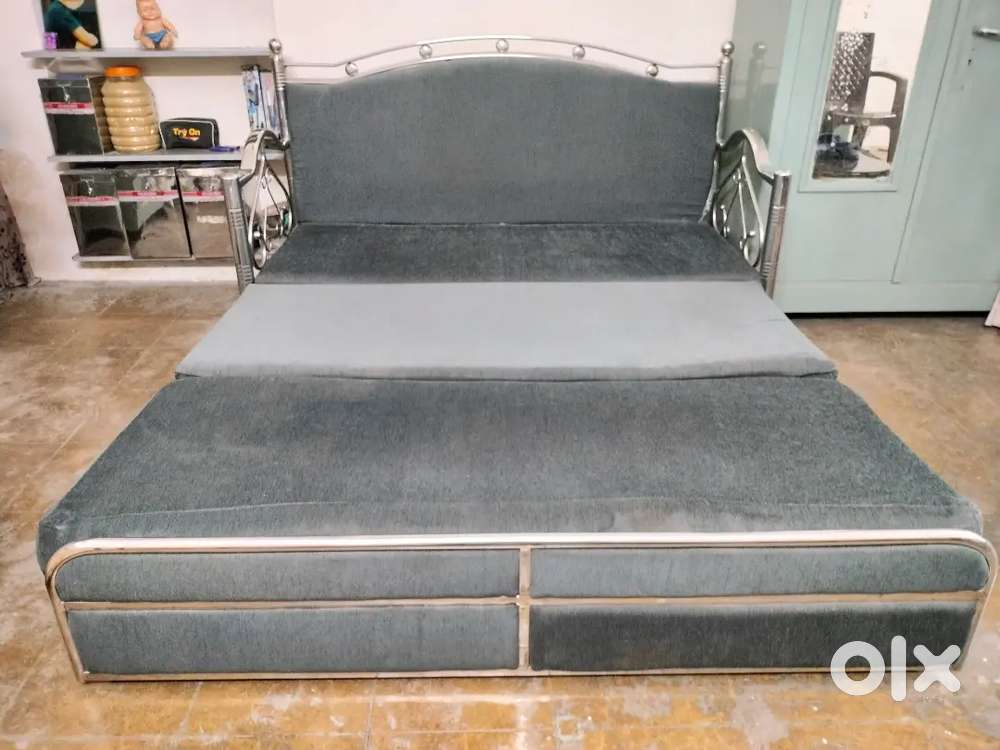 Steel sofa cum bed