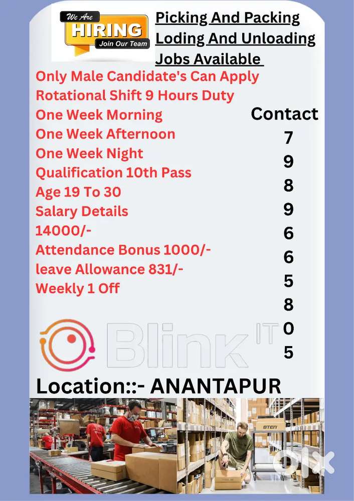 Wanted picker and packer jobs available in Anantapur Gulzarper