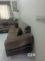 Fabric sofa with double sided cover with 4 pillows