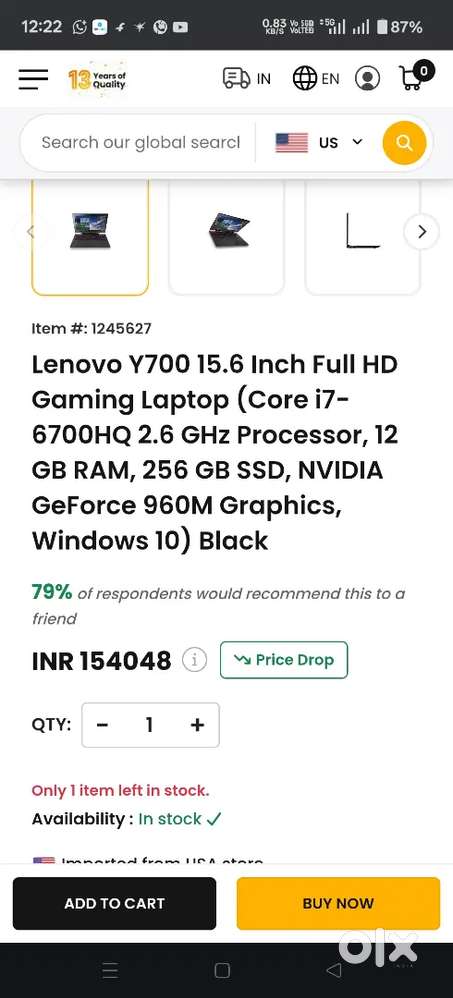 Lenova y700 gameing laptop