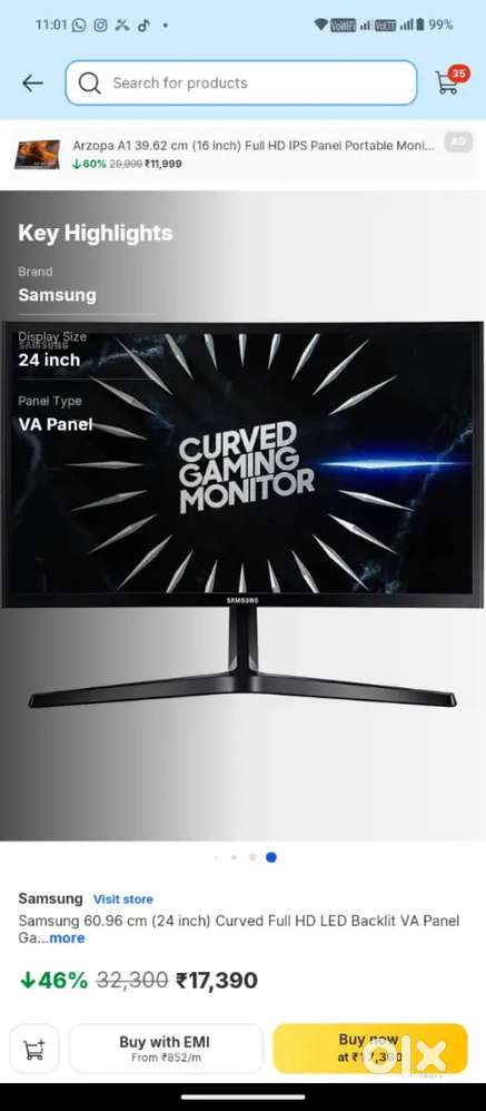 24 Inch Samsung Curved Monitor