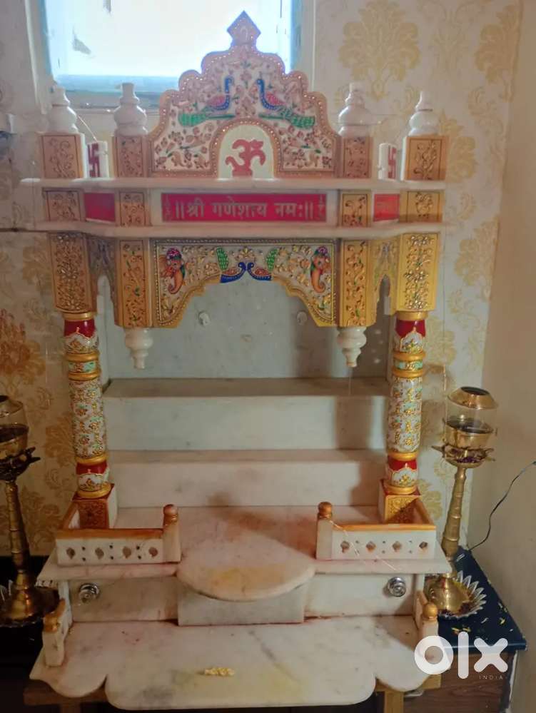 Designer marble temple with storage and steps