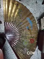 Chinese hand painted fan with stam signature