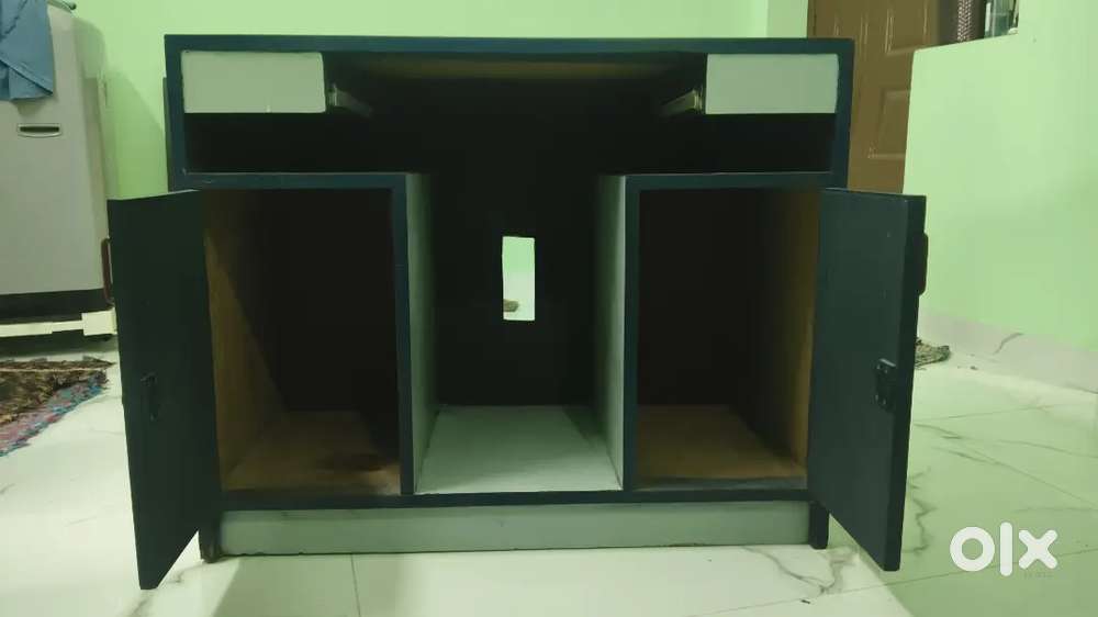 multi- purpose storage cabinet/computer table with keyboard tray