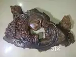 TEAK CARVED SCULPTURE DEPICTING A MOTHER AND CHILD