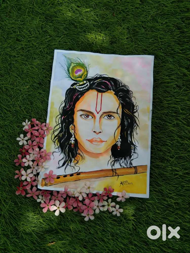 Krishna Orginal Water colour Painting