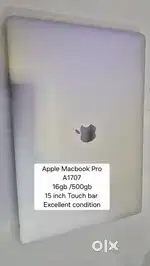 Apple Macbook Pro A1707 15 inch touchbar 16gb/500gb