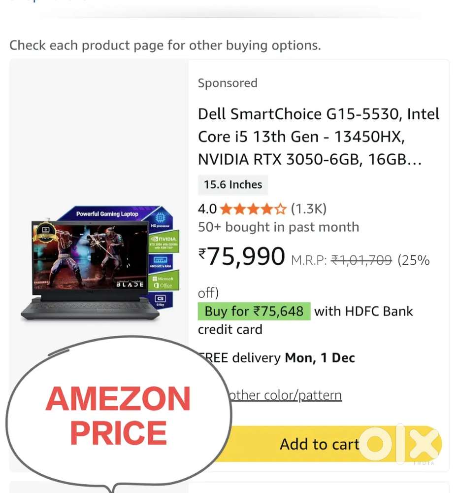 DELL G15 laptop - 6 gb graphics