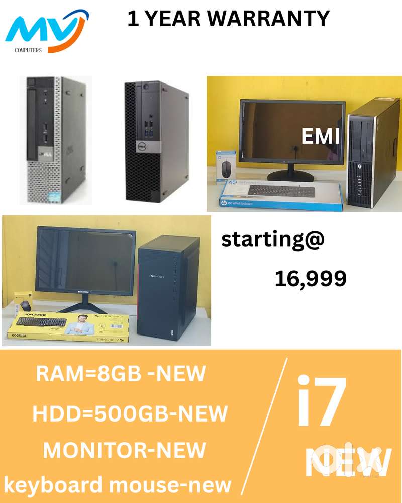 Ram - 8GB DDR3  Hard Disk - 500GB  All Basic Software  Cash on home d