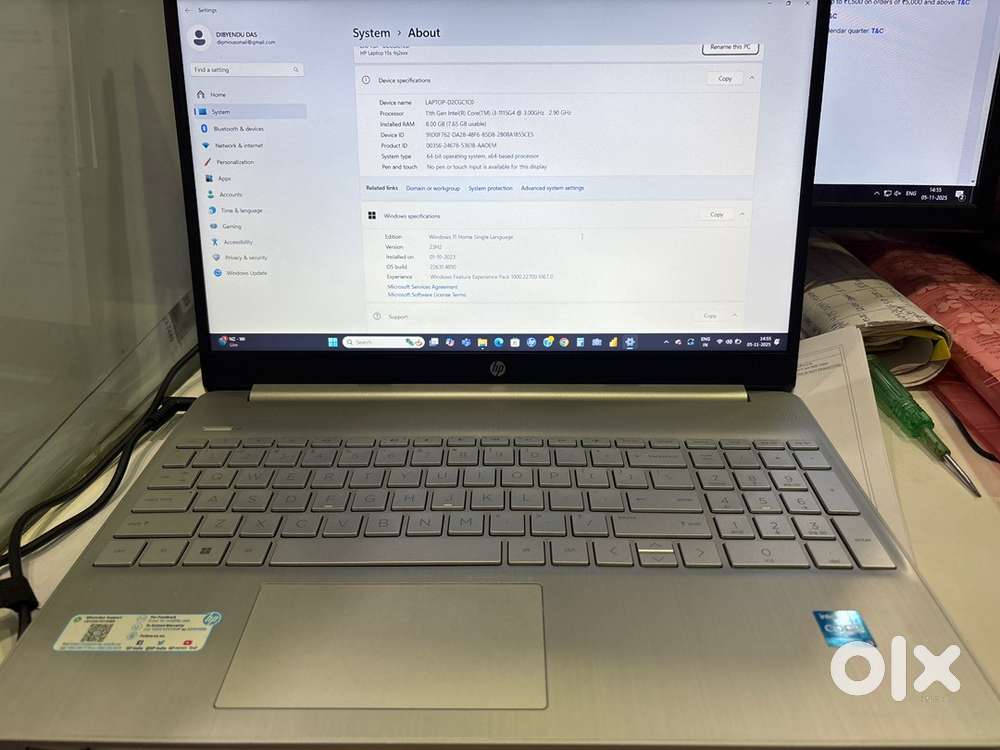HP 15s Intel Core i3 11th Gen (8 gb/256 gb SSD/ Windows 11 Home)