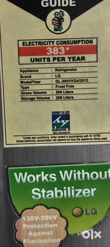 lG 290 L Fridge, Advanced Model. GL-305VVG4/2012