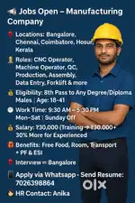 Job openings for freshers students male only