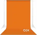 9 x 36 ft grey & orange Paper Backdrop – Perfect for Studios & Shoots!