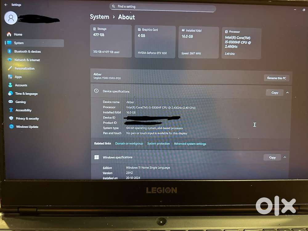 Lenovo legion y540 Gaming laptop good condition