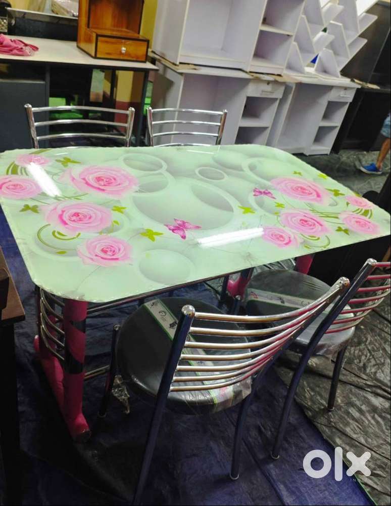 Bowzar Brand New Imported Metal Dining Table With Chair 4/6 Seater COD