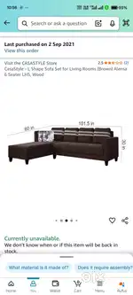 CasaStyle - L Shape Sofa Set for Living Rooms (Brown) Alensa 6 Seater
