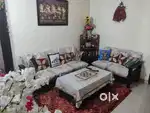 Solid Sagwan Wood Sofa Set 3+2 with Glass Top Center Table