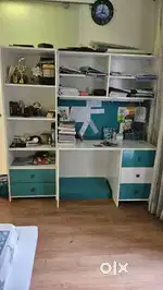Wooden Study table with mica laminate with side rack