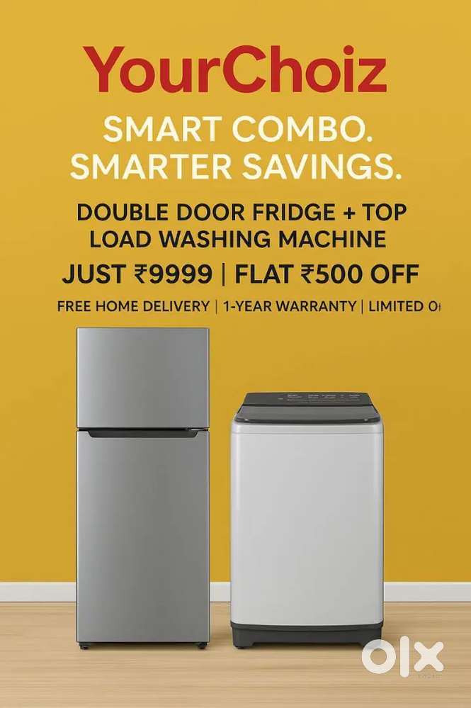 Double door fridge and top load washing machine in working condition