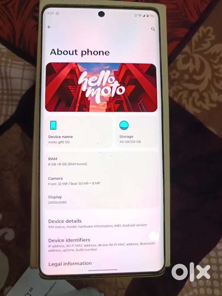 Motorola g85 curved display phone