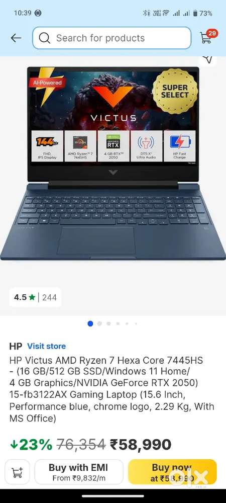 HP victus AMD RYZEN 7