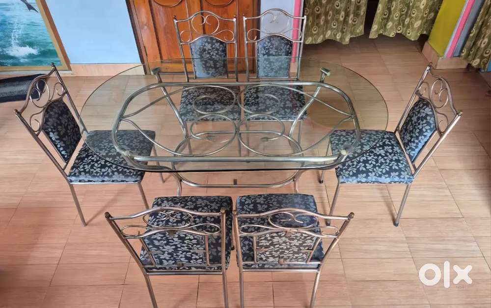 6 Seater Stainless Steel Dinning Table Set