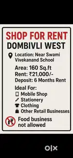 Shop For Rent In Dombivli West.