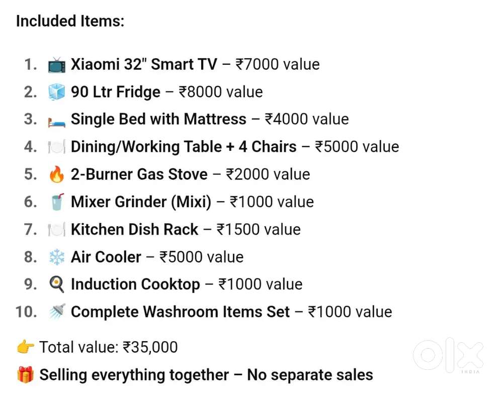 Full Household Item Set for Sale - ₹35,000