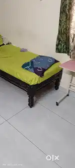 DivanCot Teak Wood Rose Colour With Century Matress & Teak Wood Stool