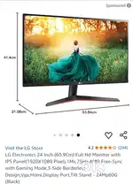 LG Electronics 24 Inch (60.9Cm) Full Hd Monitor with IPS 24Mp60G