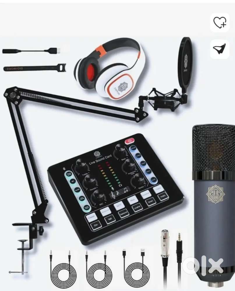 D-440 Condenser Mic 7Kit  Headphone, Sound Card for Recording,   Micro