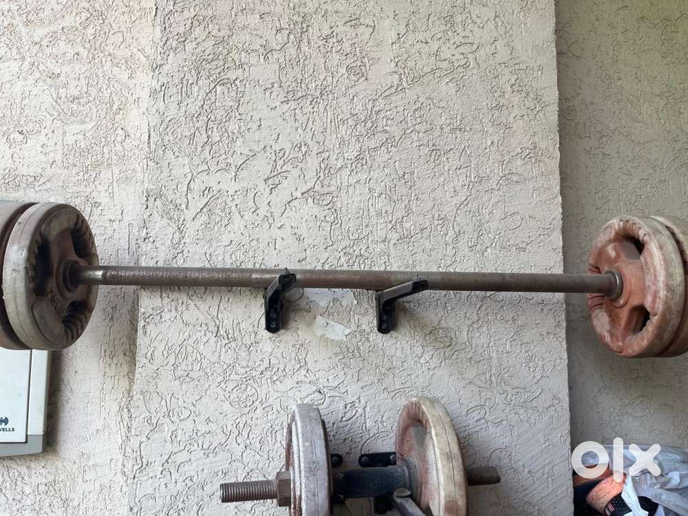 DUMBBELL AND STRAIGHT ROD WITH 20kg weights