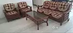 Excellent 5-seater teakwood sofa & centre table, Diwan with Mattress