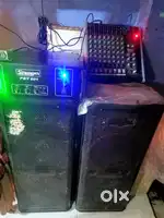 1mixer machine 2 box12-12 ke 200 watt speaker machine and transformer