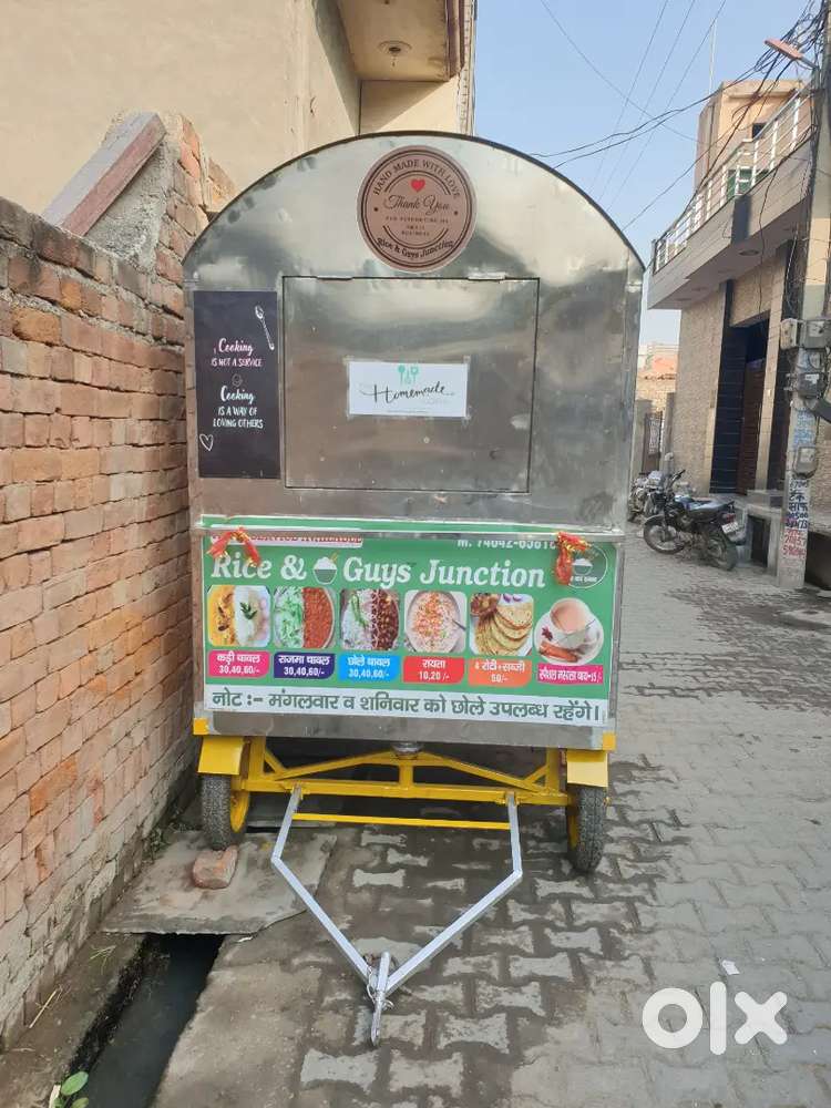 Steel food cart with bike tochan system sara kaam andar bath k kro
