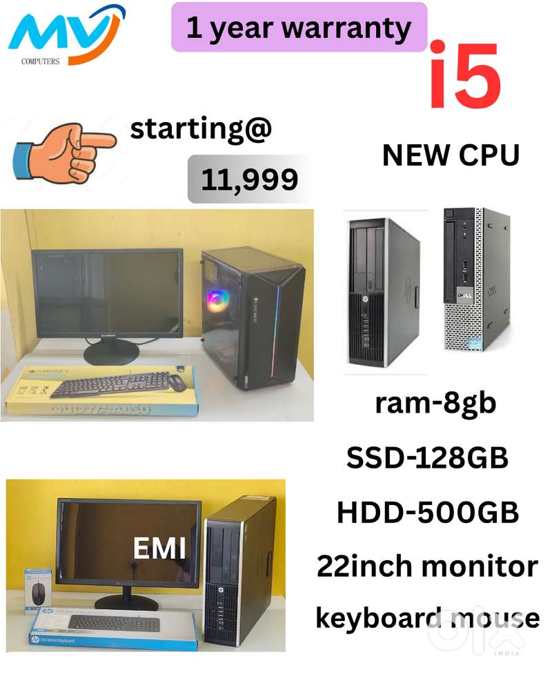 Cash on home delivery  Hard disk - 500GB  Ram - 8GB DDR3  Keyboard Mo
