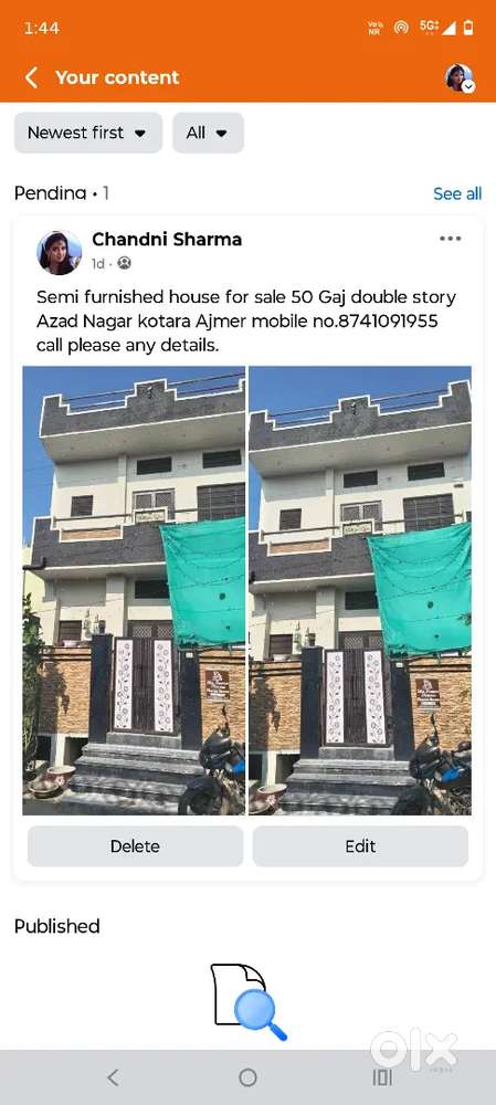 50gaj Azad Nagar kotara Ajmer dibble story North East facing