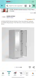 GODREJ INTERIO Almirah Slimline 2-Door Steel Almirah, Cupboard for