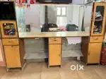 Counter with mirror and chair