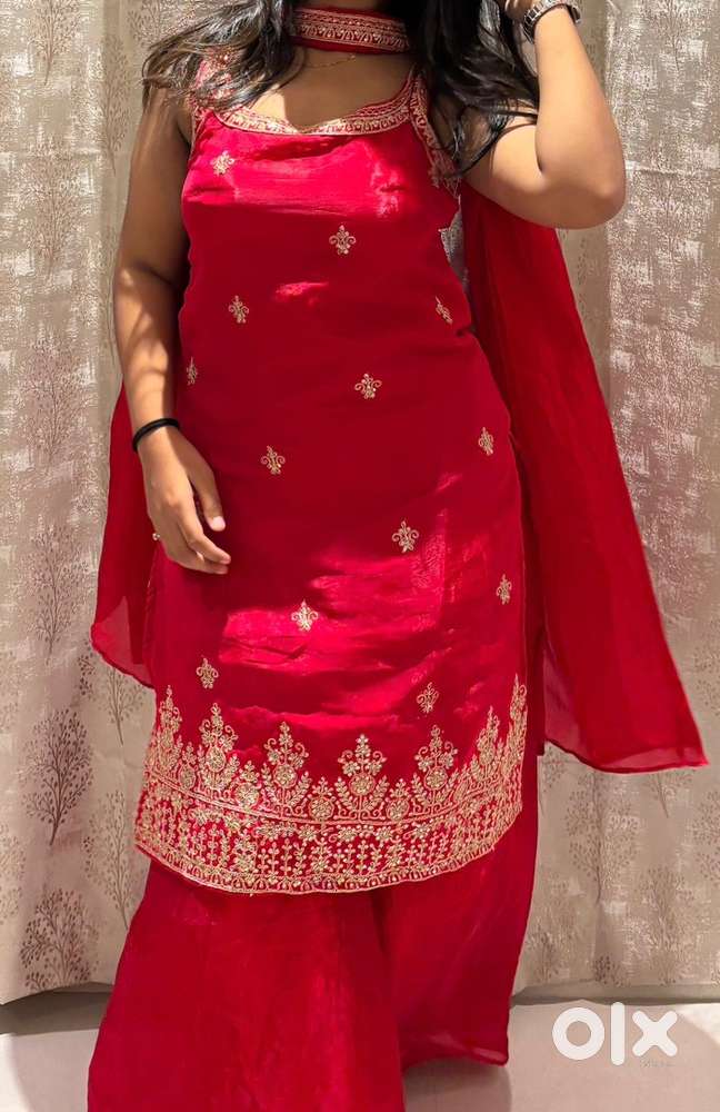 Red and pinkish diwali dress