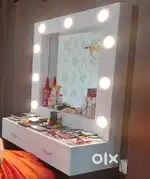OMAARA Makeup Mirror with Drawers LED Bulbs Mirror Dressing Table