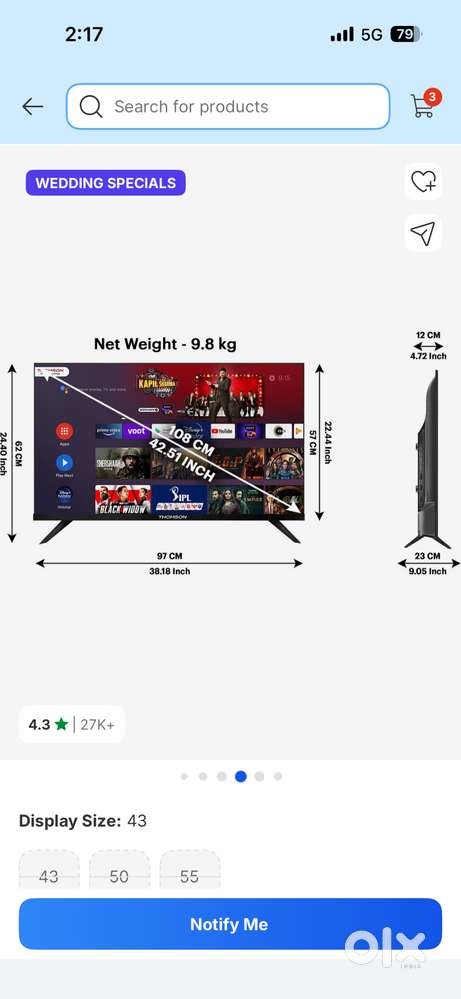Thomson 9pro tv 43 in UHD 4K