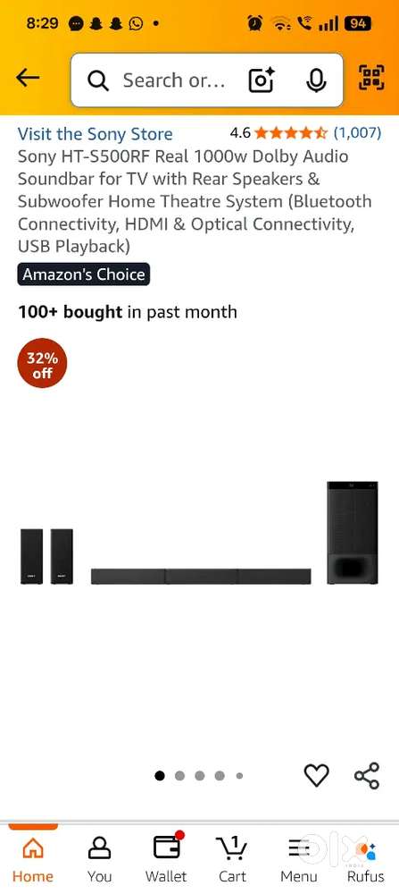 Sony HD 500 Rs soundbar 1000 watts