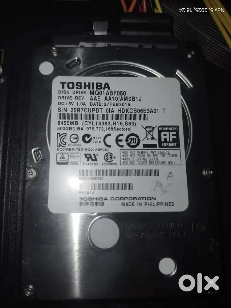500GB HDD Toshiba Hard disk and 500w power supply for sale