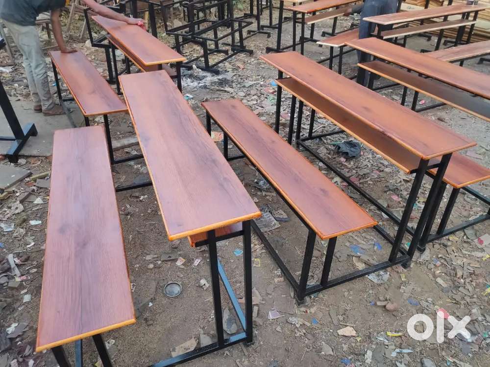 Class Bench With Back Rest And Desk