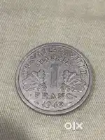 RARE 1942 1 Franc from France Vintage coin